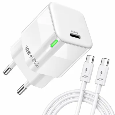 Produktbild von 30W 60W USB C Ladegerät Kabel für Samsung Galaxy A08 A18 A57 A37 A27 A17 A07 A56 A36 A26 A16 A55 A35 A15 A54 S26 S25 S24 S23 USB-C Strom Stecker WEIß