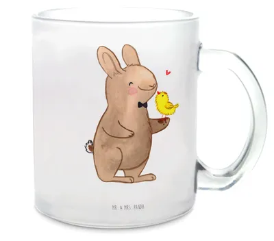 Produktbild von Mr. & Mrs. Panda Tee Tasse Hase Küken - Transparent - Geschenk, Ostern, Pott, Teetasse, Glasbecher, Häferl, Haferl, getränkebecher