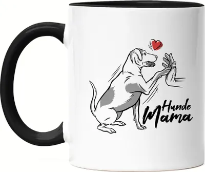 Produktbild von Hundemama Tasse Schwarz Mit Hund Motiv Für Hundebesitzer Hundeliebhaber