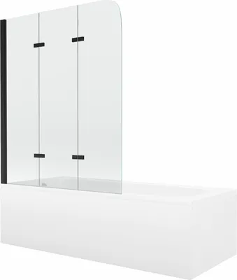 Produktbild von Mexen Vega Rechteckbadewanne 160 x 70 cm mit Verkleidung und 3-flügeliger Blende 120 cm, Transparent, Schwarz - 550116070X901203