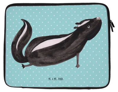 Produktbild von Mr. & Mrs. Panda Laptop Tasche Stinktier Yoga 33 x 42 cm - Türkis Pastell - Geschenk, Namaste, Liebe, Wildtier, Raubtier, Hülle, Sleeve, Laptoptasche, Case