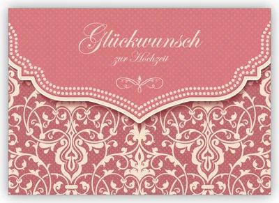 Produktbild von Feine Vintage Hochzeitskarte mit Retro Damast Muster in zartem rosa: Glückwunsch zur Hochzeit