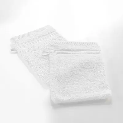 Image de Lot de 2 gants de toilette 15 x 21 cm Tendresse blanc