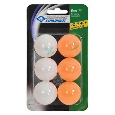 Produktbild von Tischtennisball 1-Stern Elite Poly, 6er Pack, weiß/orange