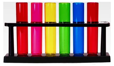 Produktbild von Reagenzgläser Schnapsgläser im 6er Set mit Halter - Chemie Likörglas Schnapsbecher Shooter