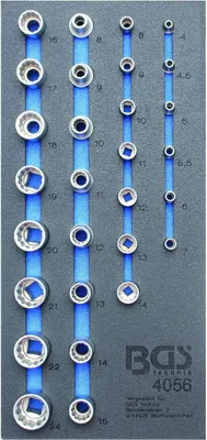 Produktbild von BGS 4056 1/3 Werkstattwageneinlage: Steckschlüsseleinsätze 6,3 (1/4) und 12,5 (1/2), 12-kant
