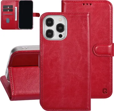 Produktbild von UNIQ Accessory iPhone 15 Pro Max Book type case - Card holder for 3 cards - Magnetic closure - Red