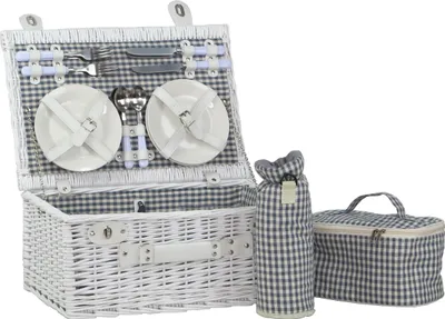 Obrázok produktu pre Piknikový kôš vŕba biela 4 osoby termo taška 48x32 výška 22cm