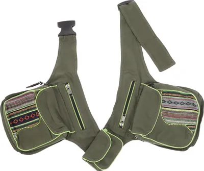 Produktbild von Stoff Sidebag, Doppelte Gürteltasche, Goa Gürteltasche - Grün, Uni - Erwachsene, Baumwolle, 25*15*8 cm, Festival- Bauchtasche Hippie