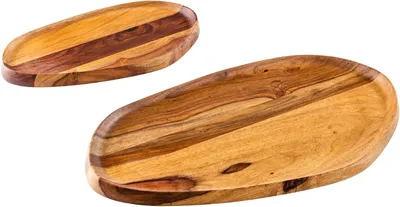 Produktbild von riess-ambiente.de Massives 2er-Set Tabletts Amazonas, 56 cm, aus Sheeshamholz mit Steinoptik