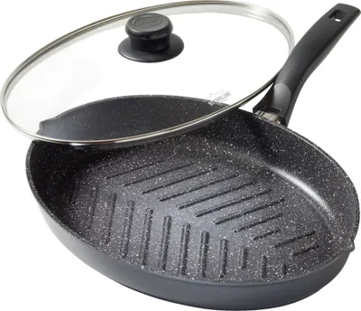 Produktbild von STONELINE® Fisch- und Schnitzelpfanne Oval 35x24 cm | mit Deckel