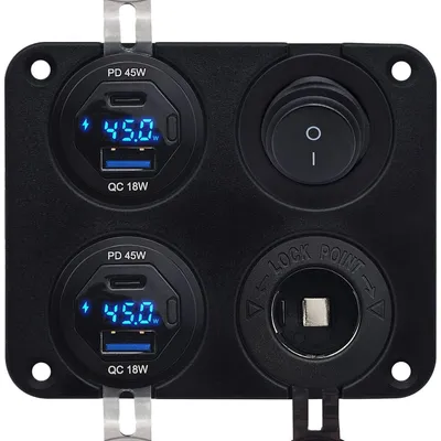 Produktbild von ProRide 12V USB-Ladegerät 4 Ports 45W QC3.0 mit Schalter, 12V Steckdose