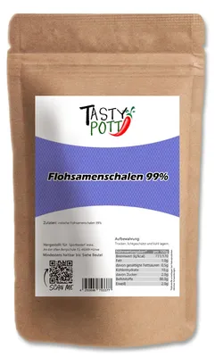 Produktbild von Tasty Pott Premium Flohsamenschalen 99% Reinheit - im Beutel