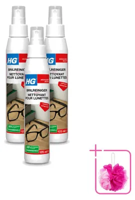 Immagine prodotto di 3 flaconi di detergente per occhiali HG per una visione nitida - 125 ml - confezione  - 3 pezzi