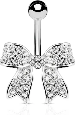 Produktbild von Bauchnabelpiercing Schleife Zirkonia Kristalle Strass Autiga® silber-klar
