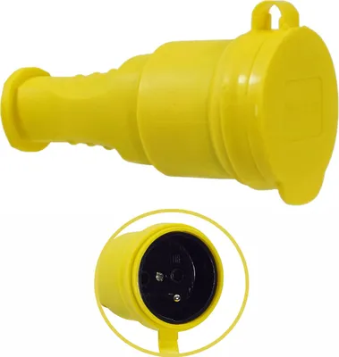 Produktbild von Schuko Kupplung 16A 230V Gummi Stecker Schuko Schutzkontakt VDE IP44 gelb