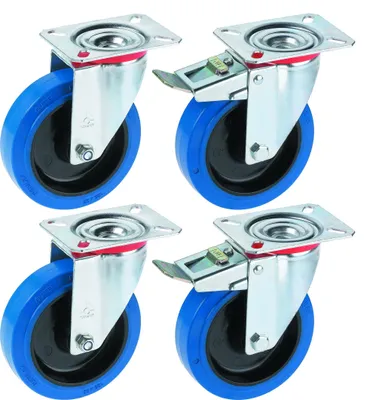 Image de Dörner+Helmer Kit de roulettes pour palettesMeubles Roulette pivotante + roulette pivotante avec frein
