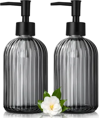 Immagine prodotto di Set di dispenser per sapone, composto da 2 pezzi, capacità 425 ml, in vetro, per bagno e cucina