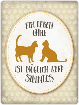 Produktbild von Metallschild XL mit Spruch: Ein Leben ohne Katzen ist ... Schild Blechschild