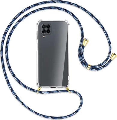Produktbild von Handykette Backcover-Schutzhülle mit Band (Metall goldfarben) für Samsung Galaxy M32 (M325) - Blautöne