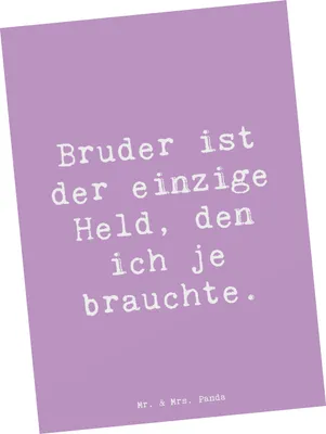 Produktbild von Mr. & Mrs. Panda Postkarte Spruch Bruder Held - Lavendeltraum - Geschenk, Bruderherz, herzerwärmende Sprüche, Ansichtskarten, Postkarten, Tapferkeit, Geschwisterdynamik
