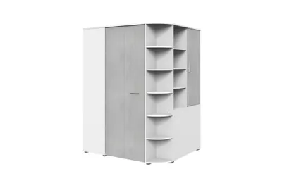 Produktbild von Kleiderschrank Joker in Weiß mit Beton begehbarer Eckkleiderschrank