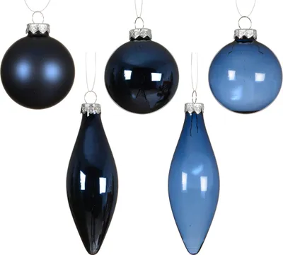 Produktbild von Weihnachtskugeln Glas 6-11,7cm 10er Set - Nachtblau