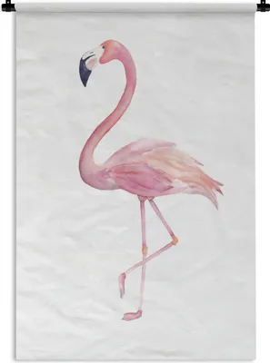 Produktbild von MuchoWow® Wandteppich Wandbehang Aquarell - Flamingo - Rosa 60x90 cm Tapisserie Dekoration Wandtuch - Foto-Teppich - Abwaschbar