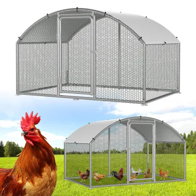 Produktbild von Faziango Hühnerstall 3x2x2 m Metall mit Kuppeldach, Verzinkter Hühnerstall, Großes Hühnergehege für Freilauf Hühner