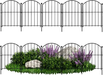Immagine prodotto di Recinzione decorativa per giardino - Staccionata in metallo - Per delimitare le piante - Protezione contro la ruggine - Confezione da 10 pezzi - Colore nero