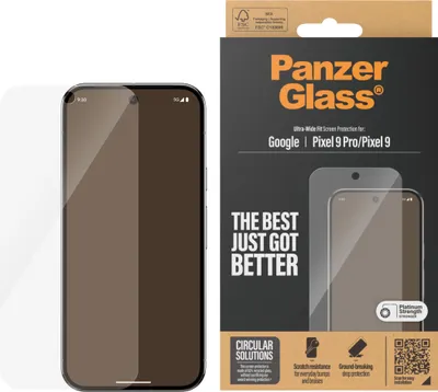 Produktbild von PanzerGlass ® Displayschutz Google Pixel 9 5G | 9 Pro 5G | Ultra-Wide Fit, Google, Google - Pixel 9 5G, Google - Pixel 9 Pro 5G, Trockene Anwendung, Kratzresistent, Schockresistent, Transparent, 1 Stück(e)