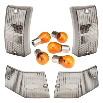 Image de Clignotants verre noir teinté avant arrière + ampoules pour Vespa PX 80 125 150 200