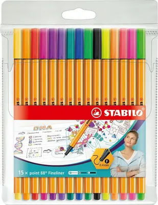 Immagine prodotto di Fineliner - STABILO punta 88 - confezione da 15 colori - con 15 colori diversi tra cui 5 colori neon