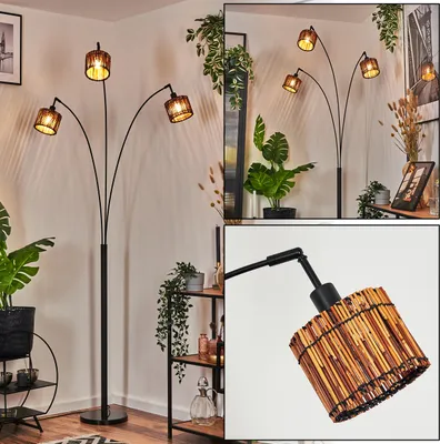 Produktbild von Obenetto Stehlampe aus Metall/Bambus in Schwarz/Naturfarben