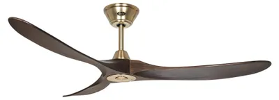 Zdjęcie produktu dla Energooszczędny wentylator sufitowy z pilotem Eco Genuino szczotkowany mosiądz / orzech 152 cm