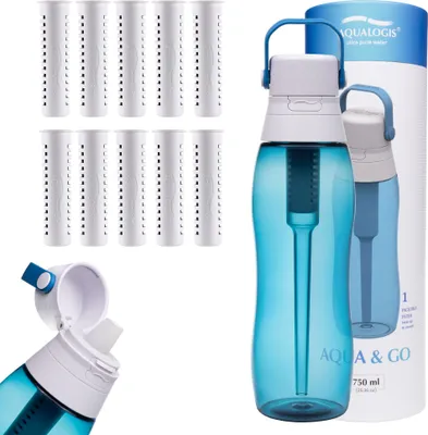 Obrázek produktu pro Filtrační láhev Aqualogis ocean blue 750ml + 10 filtrů