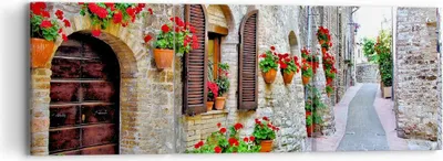 Produktbild von Bild auf Leinwand - Leinwandbild - Italien Straße Blumen Geschichte - 90x30cm - Wand Bild - Wanddeko - Leinwanddruck - Bilder - Kunstdruck - Wanddekoration - Leinwand bilder - Wandkunst - CA90x30-2817