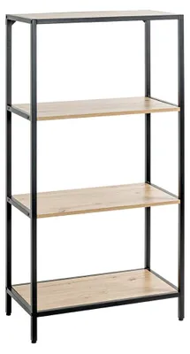 Standregal, 4 Böden, Eiche-Dekor, schwarz, 64x129x35 cm