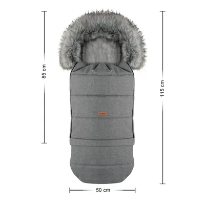 Produktbild von Winter Fußsack für Kinderwagen Babyschale Schlittensack - wasserdicht Baby Fußsack Kuschelsack Winterfußsack 115/85 cm x 50 cm - Grau