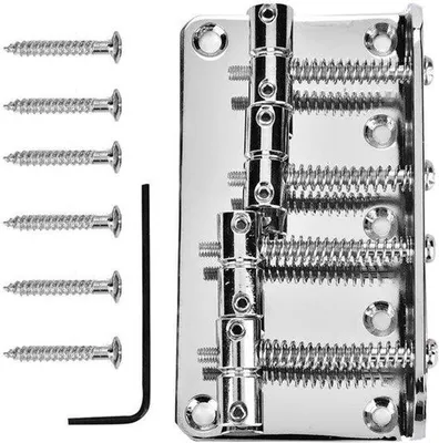 Imagen del producto de Puente para bajo eléctrico de cuatro cuerdas – dorado, , plateado – de metal, compatible con guitarras de cuatro cuerdas.
