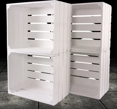 Produktbild von 4 neue weiße Obstkiste 50cm x 40cm x 30cm Holzkisten Standard Set Weinkisten Geschenkkiste Geschenk Box Regal klassisch DIY natur