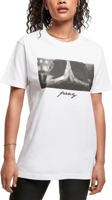 Produktbild von Mister Tee Ladies Shirt - PRAY HANDS weiß - 3XL