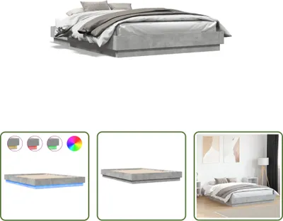 Produktbild von The Living Store Bettgestell mit LED Betongrau 160x200 cm