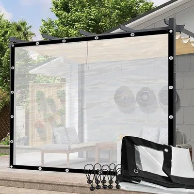 Productafbeelding van Waterdicht Zeil - Transparant Afdekzeil - Buiten Beschermen - Met Oogjes - 6x5 Meter - Transparant
