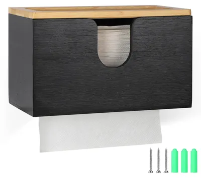 Productafbeelding van Handdoekdispenser van bamboe, 27,5 x 16 x 13 cm, zwart