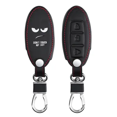 Produktbild von kwmobile Autoschlüssel Hülle kompatibel mit Nissan 3-Tasten Autoschlüssel - Kunstleder Schutzhülle Schlüsselhülle Don't touch my Key Weiß Schwarz
