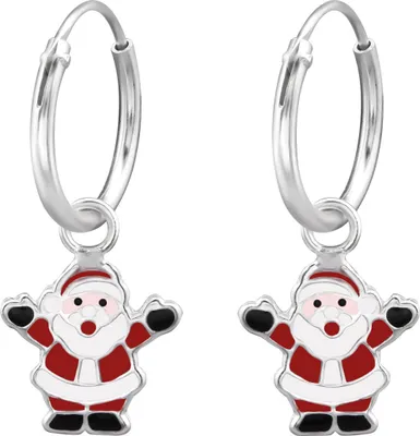 Produktbild von Creolen Ohrringe 925 Sterling Silber mit Weihnachtsmann