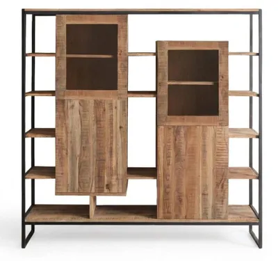 Produktbild von SHELF Highboard mit 2 Holz-/ 2 Glastüren / 13 Ablagen