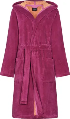 Produktbild von Cawö Damen-Bademantel mit Kapuze Doubleface Farbe pink-orange Größe 38