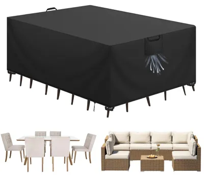 Immagine prodotto di Copertura per mobili da giardino, realizzata in tessuto Oxford 420D, impermeabile e resistente ai raggi UV, adatta per tavoli, dimensioni 300 x 250 x 100 cm